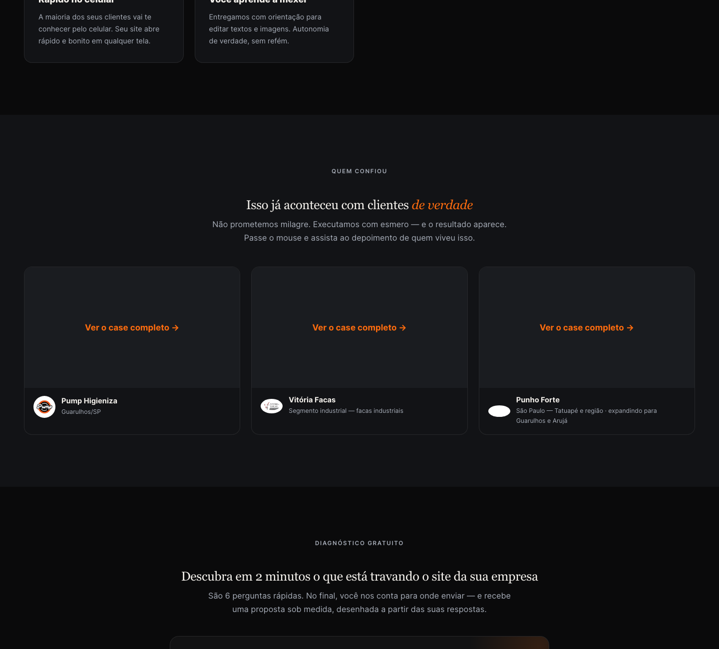 Projetos digitais criados pela Rino Alado